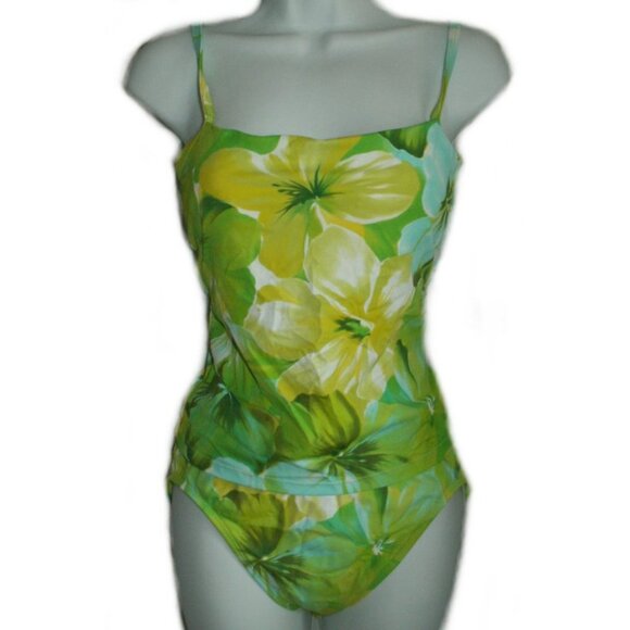 Liz Claiborne Green Tropical 2 Pc Tankini - NEW - Picture 2 of 9